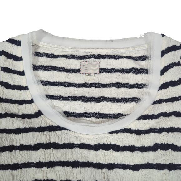 Anthropologie Postmark Textured Stripe Pleated Inset‎ Top Navy and White S - Picture 4 of 8